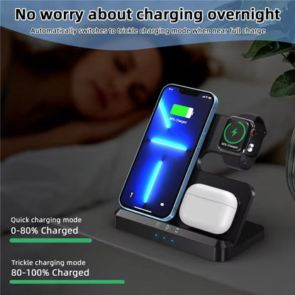 3 in 1 Wireless Charger Stand Pad for Iphone 15 14 13 Samsung S22 S21 Galaxy Watch 5 4 3 Active Buds Fast Charging Dock Station