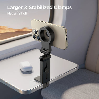 Magnetic Airplane Phone Holder Cellphone Mount Travel Desk Phone Stand Flight Flexible Rotation Mount Train Seat Stand