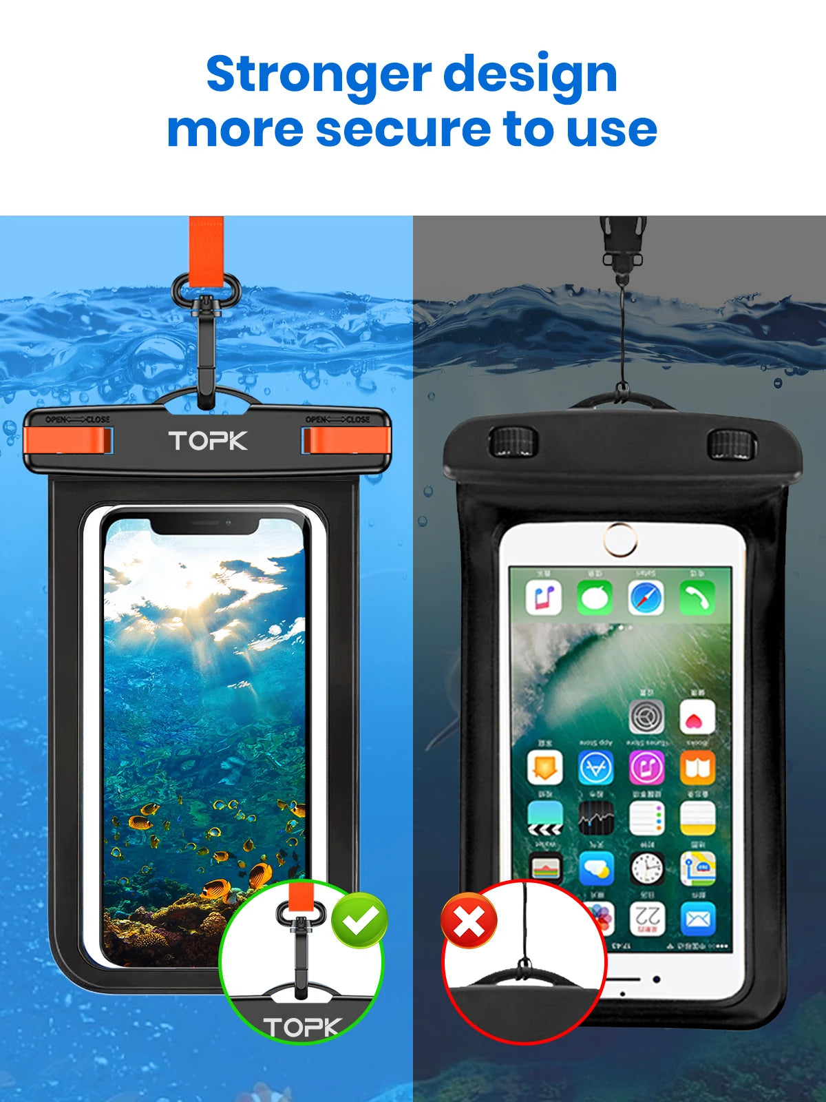 E01 Waterproof Phone Pouch,Universal IPX8 Waterproof Phone Case Dry Bag with Lanyard for Iphone Samsung up to 7.0 Inch