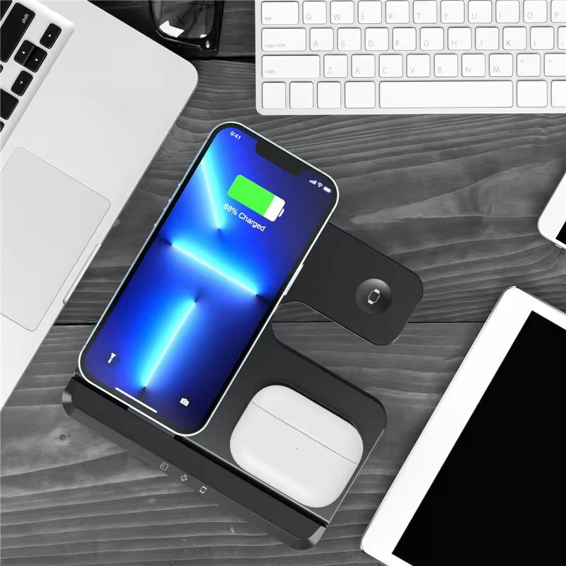 3 in 1 Wireless Charger Stand Pad for Iphone 15 14 13 Samsung S22 S21 Galaxy Watch 5 4 3 Active Buds Fast Charging Dock Station